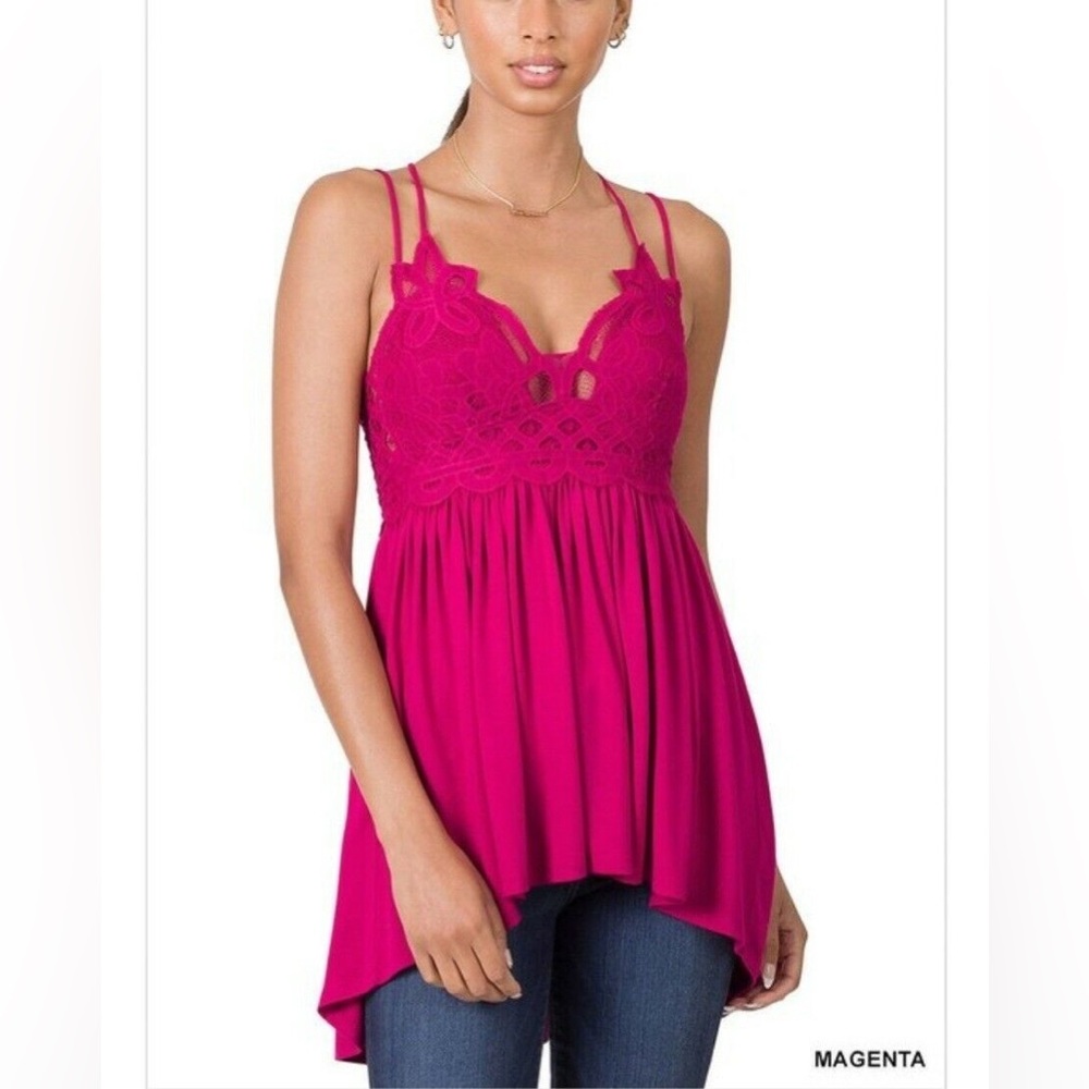 Zenana 🆕 Crochet Lace Accent Baby Doll TOP